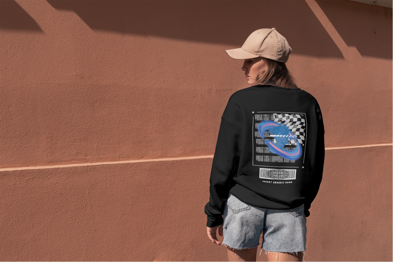 Model showing the 10NECTAR graphic on black apparel